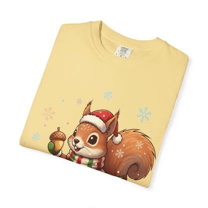 Winter's Whimsy: Festive Woodland Critter, Holiday Cartoon Digital Art T-shirt – Custom T-Shirt by PixelCraft360, unique decoration for events and special gifts