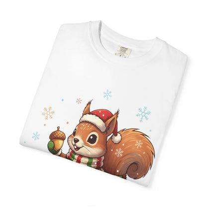 Winter's Whimsy: Festive Woodland Critter, Holiday Cartoon Digital Art T-shirt – Custom T-Shirt by PixelCraft360, unique decoration for events and special gifts