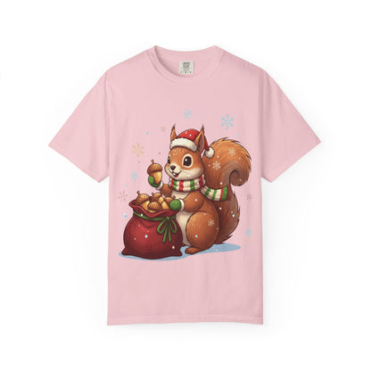 Winter's Whimsy: Festive Woodland Critter, Holiday Cartoon Digital Art T-shirt – Custom T-Shirt by PixelCraft360, unique decoration for events and special gifts
