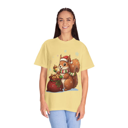 Winter's Whimsy: Festive Woodland Critter, Holiday Cartoon Digital Art T-shirt – Custom T-Shirt by PixelCraft360, unique decoration for events and special gifts