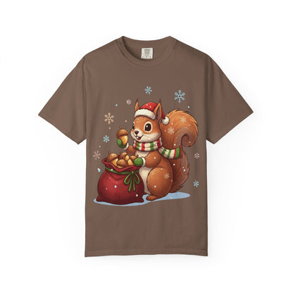 Winter's Whimsy: Festive Woodland Critter, Holiday Cartoon Digital Art T-shirt – Custom T-Shirt by PixelCraft360, unique decoration for events and special gifts