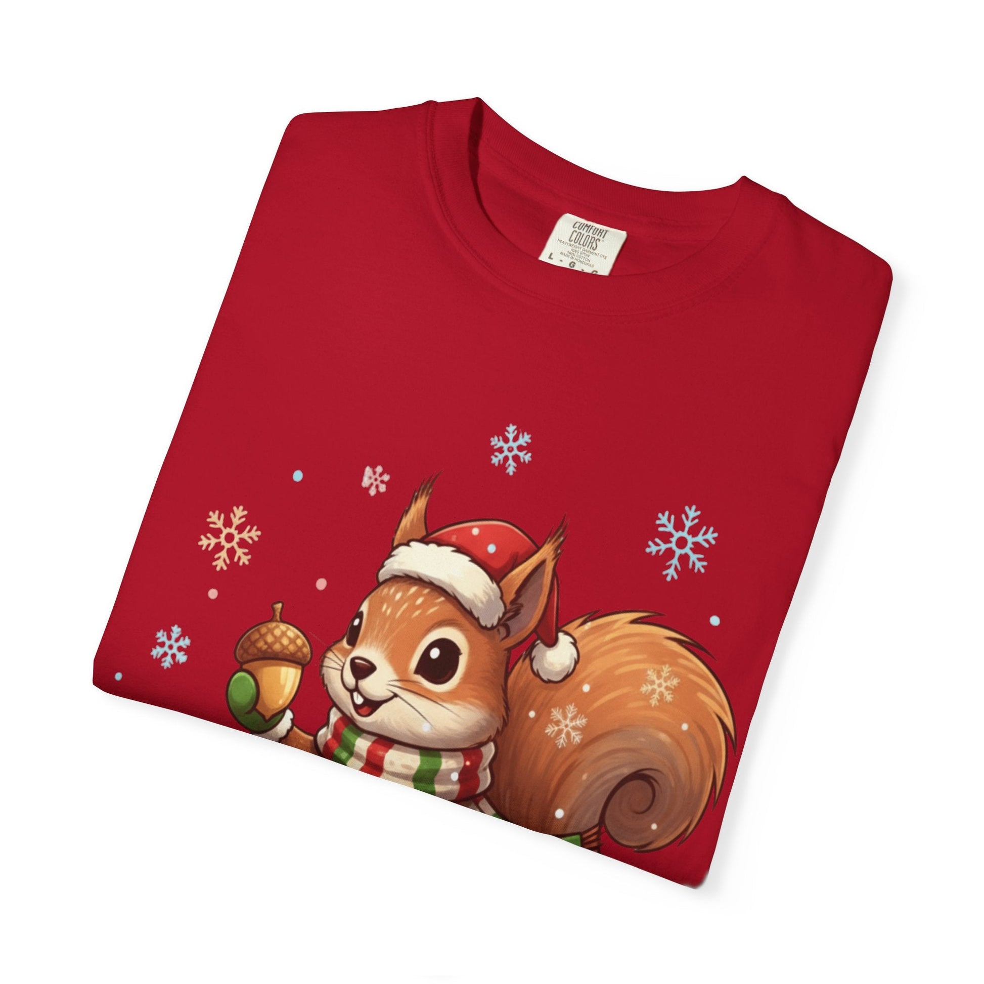 Winter's Whimsy: Festive Woodland Critter, Holiday Cartoon Digital Art T-shirt – Custom T-Shirt by PixelCraft360, unique decoration for events and special gifts