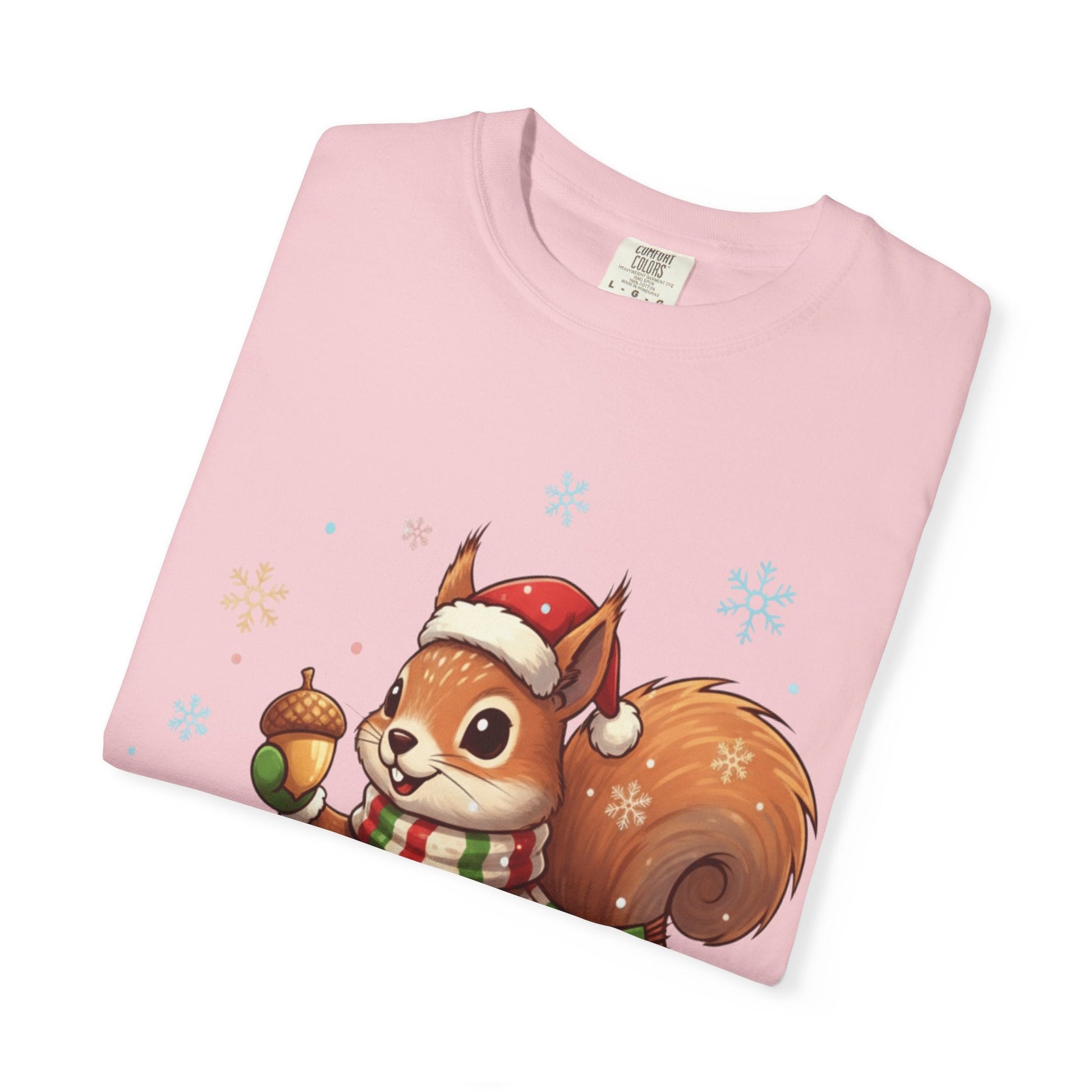 Winter's Whimsy: Festive Woodland Critter, Holiday Cartoon Digital Art T-shirt – Custom T-Shirt by PixelCraft360, unique decoration for events and special gifts